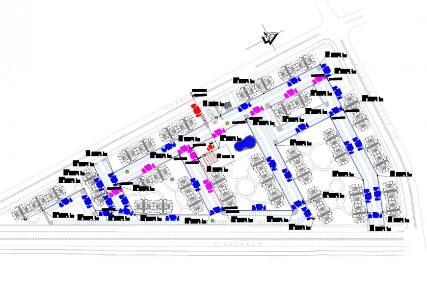 Drainage network plan autocad file