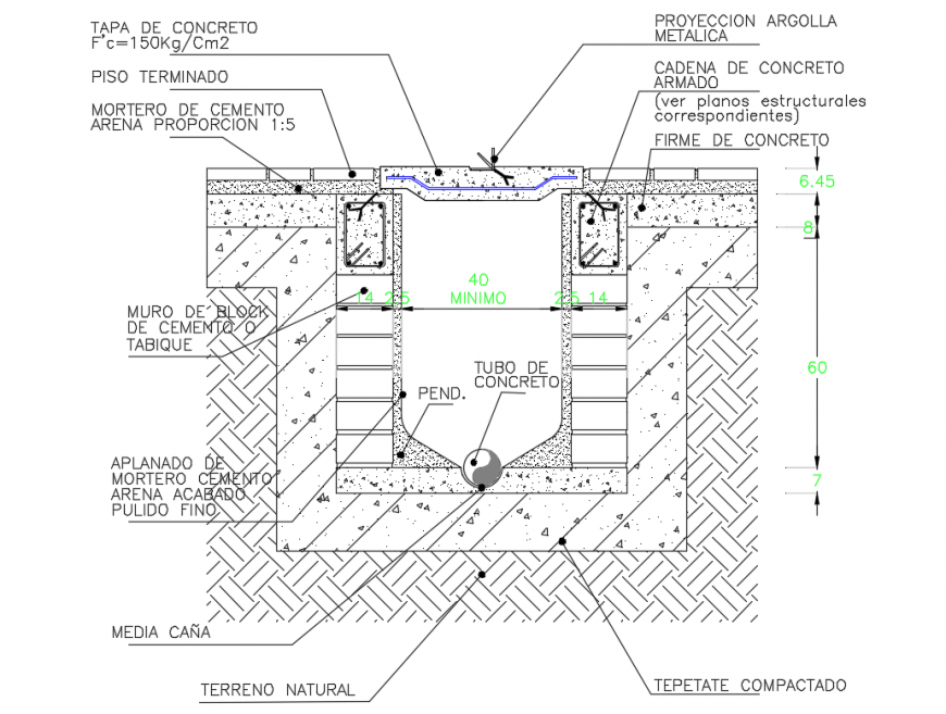 Drainage sewer system plumbing constructive details dwg file