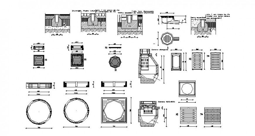 Drainage sewerage system structure and plumbing details dwg file