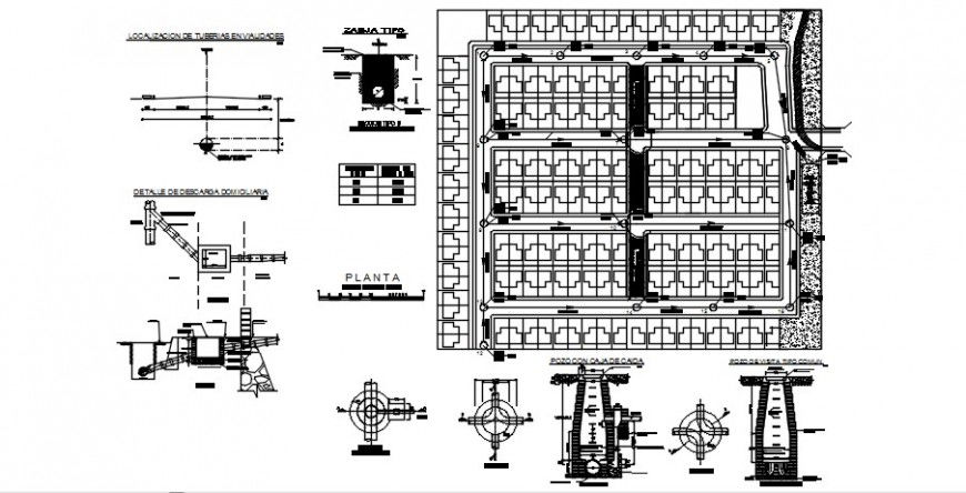 Drainage system, sewage system structure and plumbing details dwg file