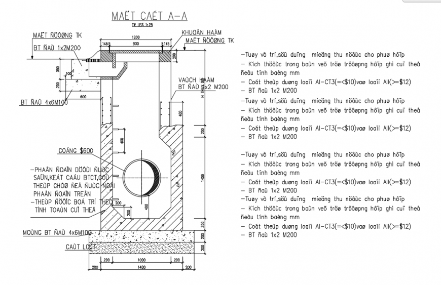 Drainage Tank Section structure detail