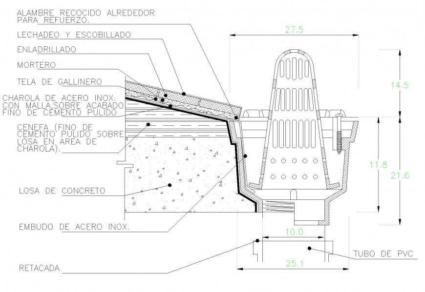 Drains section plan layout file