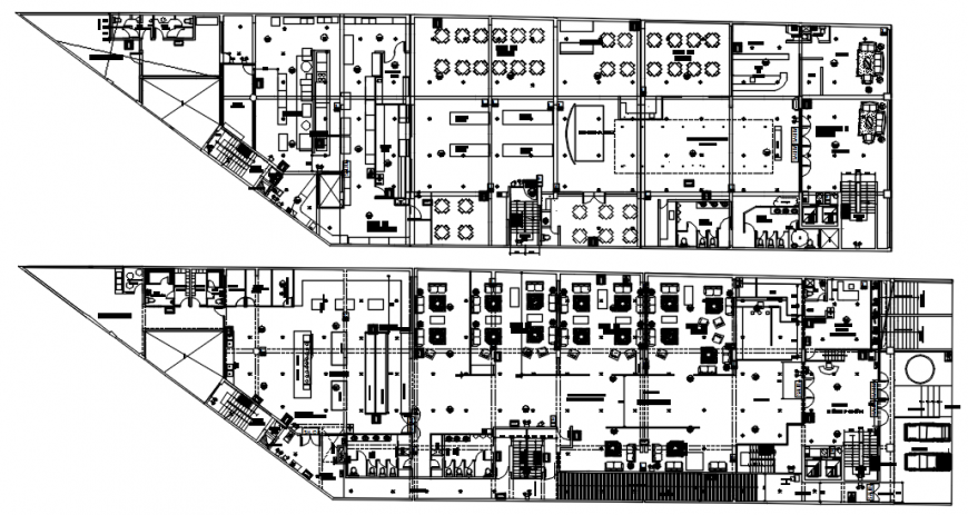 Drawing details of restaurant building floor plan dwg file