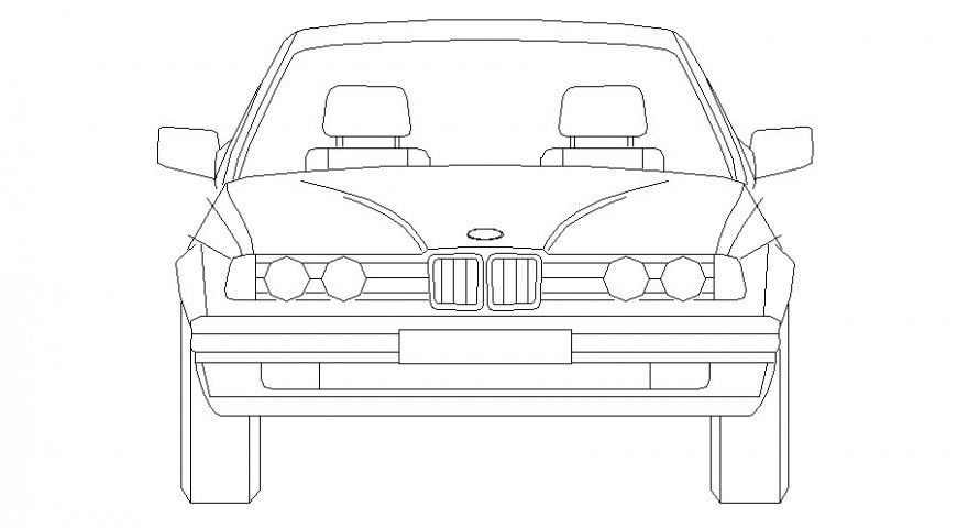 Drawing 2d view elevation of transportation car autocad software file