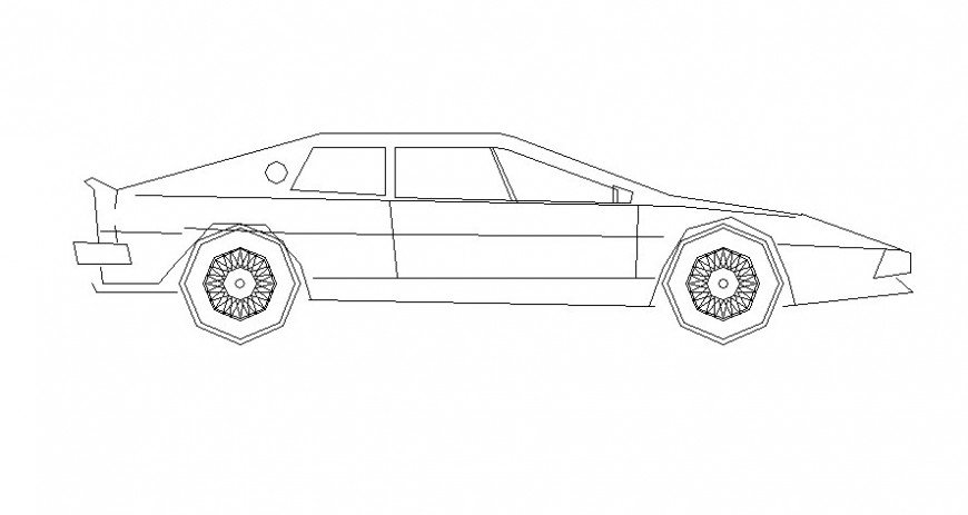 Drawing 2d view of car elevation autocad file