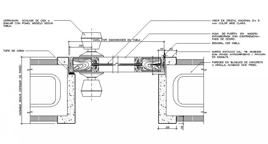 Drawing 2d view of door sectional units autocad software file