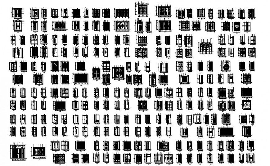 Drawing 2d view of the door and window blocks units autocad file