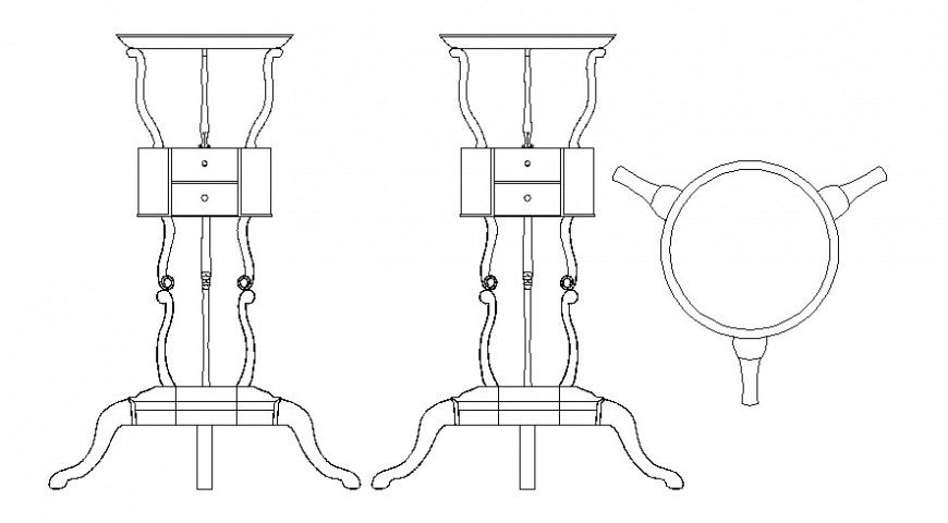 2D View of Traditional Table in AutoCAD Software File