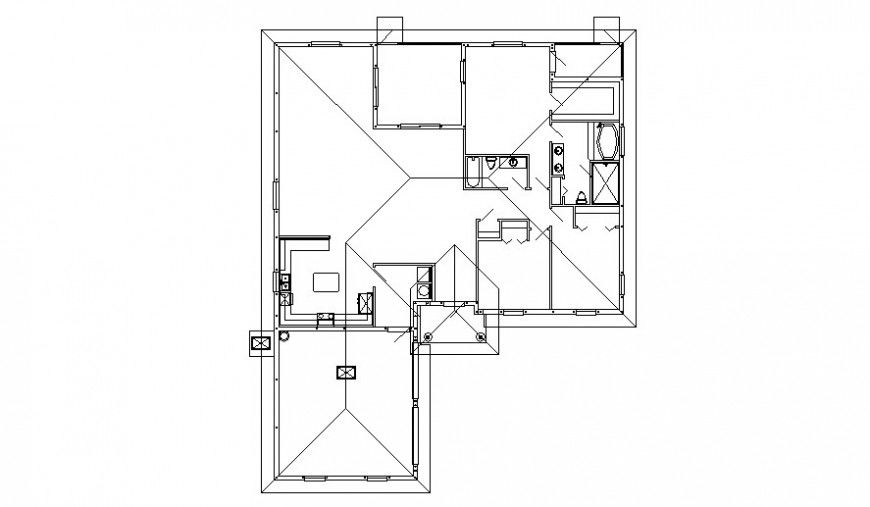 Drawing 2d view plan of housing units autocad software file