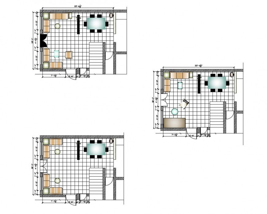 Drawing and dining area detail 2d view layout file in dwg format