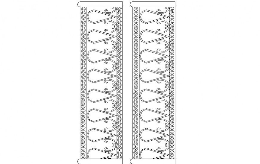 Drawing detail of railing design blocks dwg file