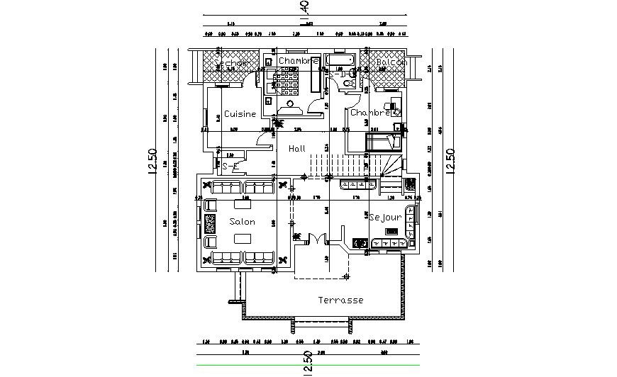 Drawing details of Bungalow house layout plan dwg autocad file