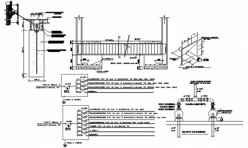 Drawing details of column beam RCC structure 2d view autocad file