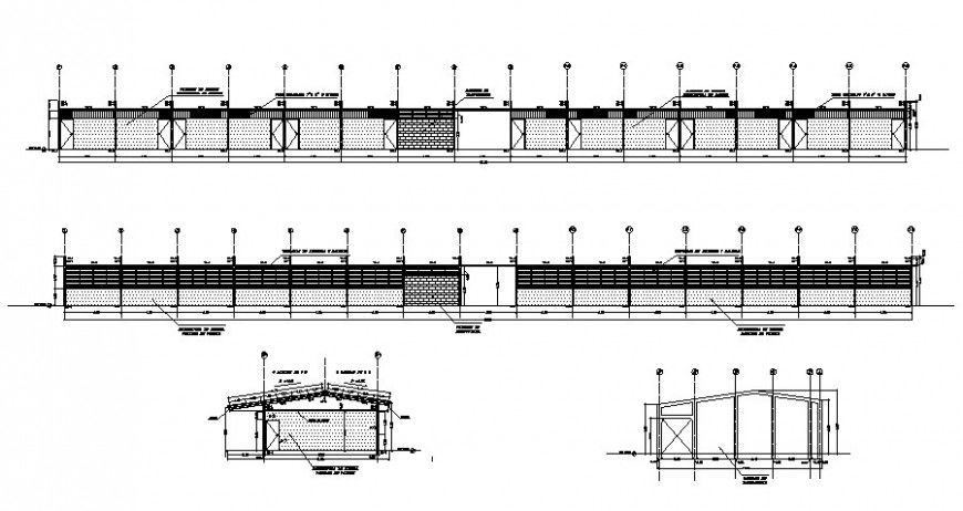 Drawing details of compound boundary wall 2d view autocad file