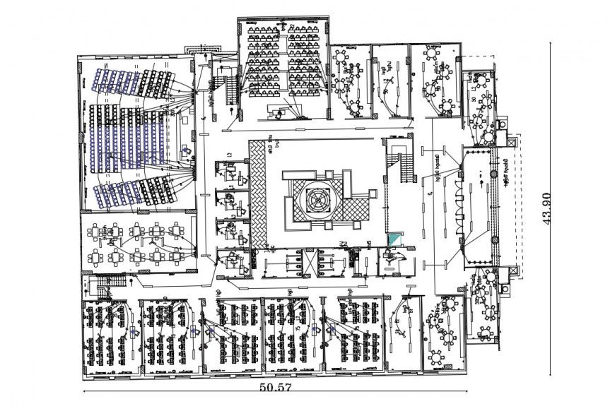 Drawing details of electrical installation in college building dwg file