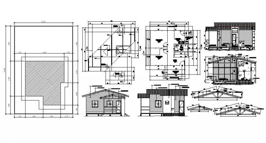 Drawing details of Housing units 2d view elevation plan and section dwg file