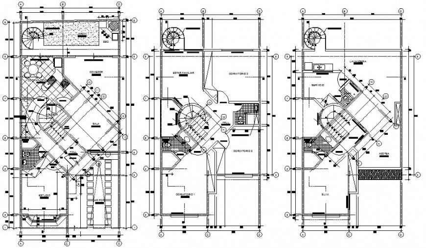 Drawing details of living housing apartment dwg file