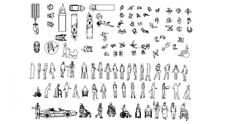 Drawing details of people blocks autocad softwrae file