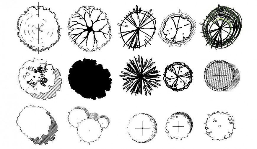 Drawing elevation of landscaping trees 2d view in autocad
