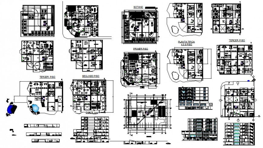 Drawing of 2d 4 star hotel project design AutoCAD file