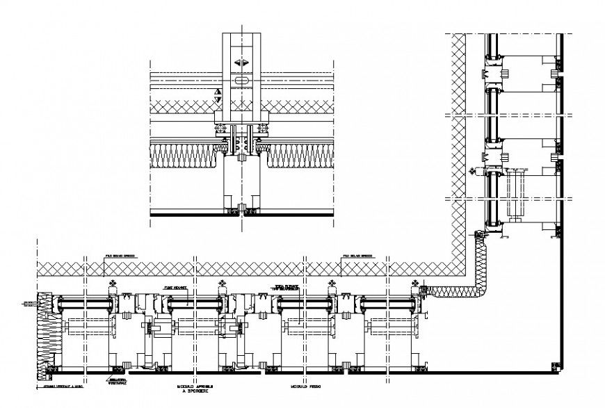 Drawing of 2d detail of ventilated glass