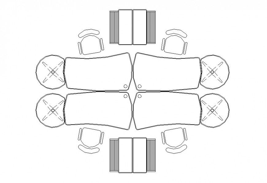 Drawing of 2d model of office furniture AutoCAD file