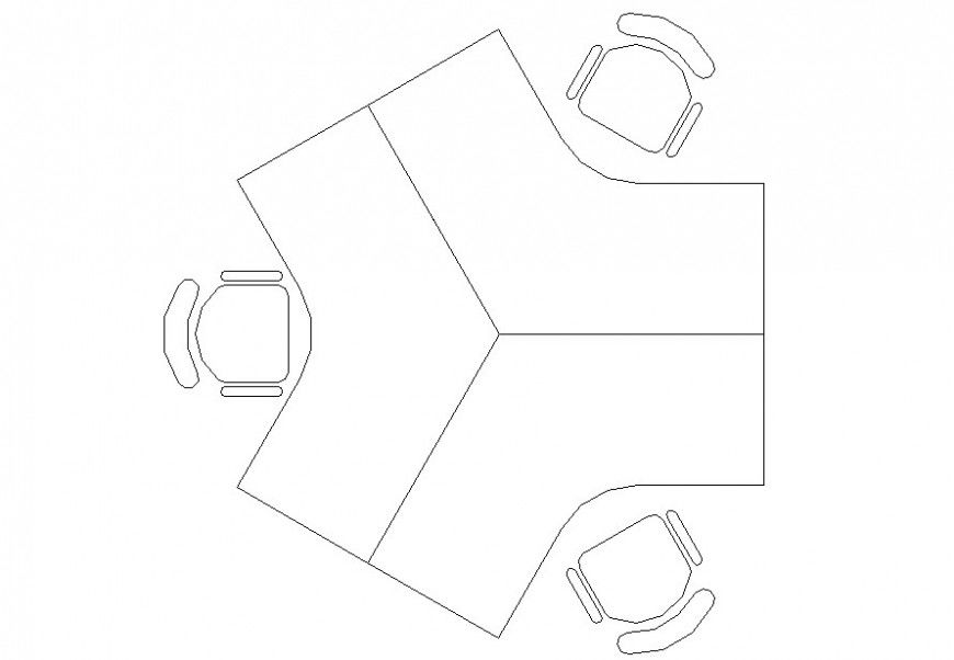 Drawing of 3 combined table AutoCAD file