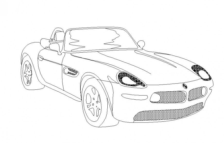 Drawing of 3d view of open car block AutoCAD file.