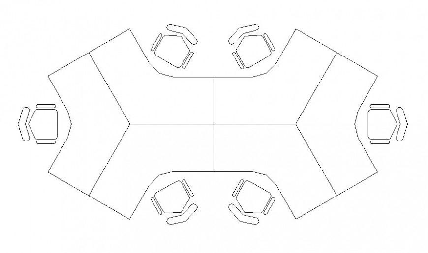 Drawing of 4 combined table AutoCAD file