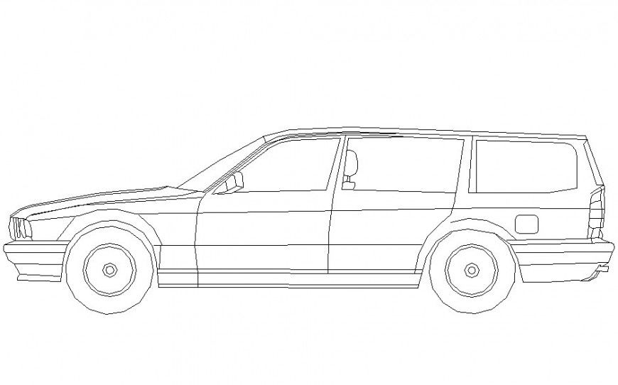 Drawing of 6 seater car block AutoCAD file