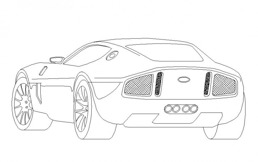 drawing of a 3d view of the car