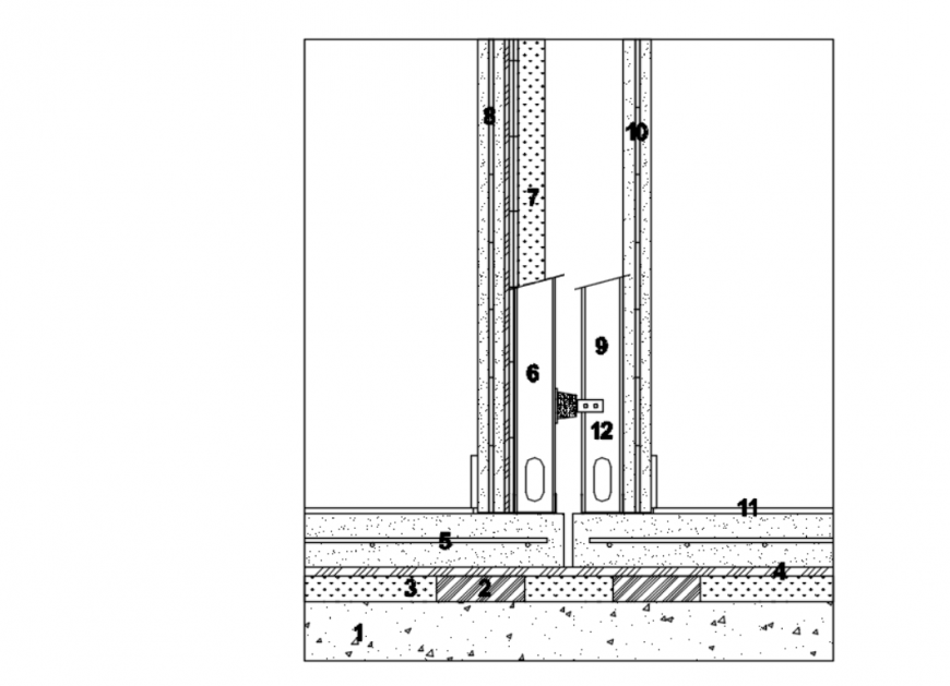 Drawing of acoustic insulation details AutoCAD file