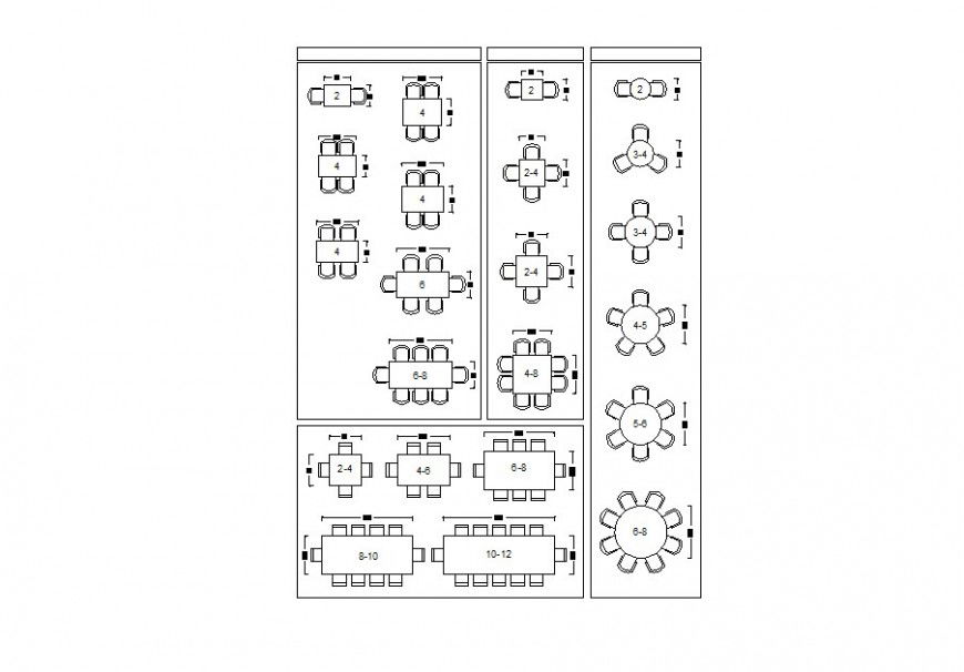 Drawing of all type dining table furniture block AutoCAD file
