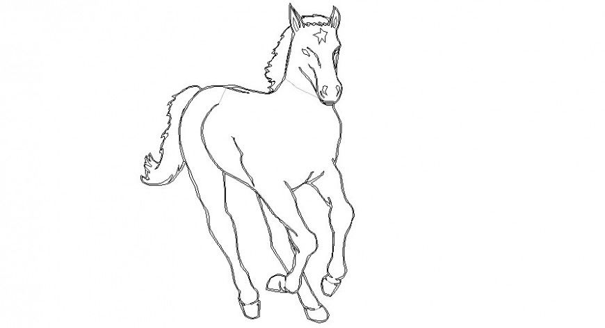 Drawing of animal horse blocks 2d view autocad software drawing