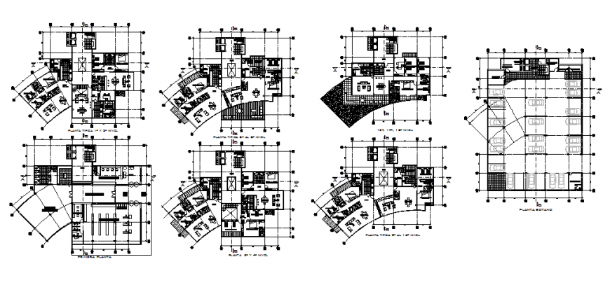 Drawing of apartment multistory building in dwg file.