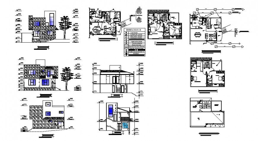 Drawing of apartment plan elevation and section dwg file