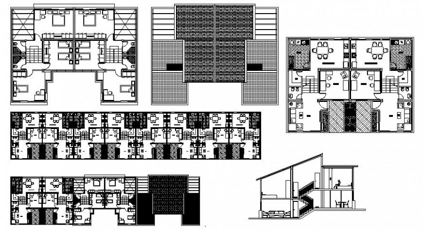 Drawing of apartments 2d view layout plan in autocad