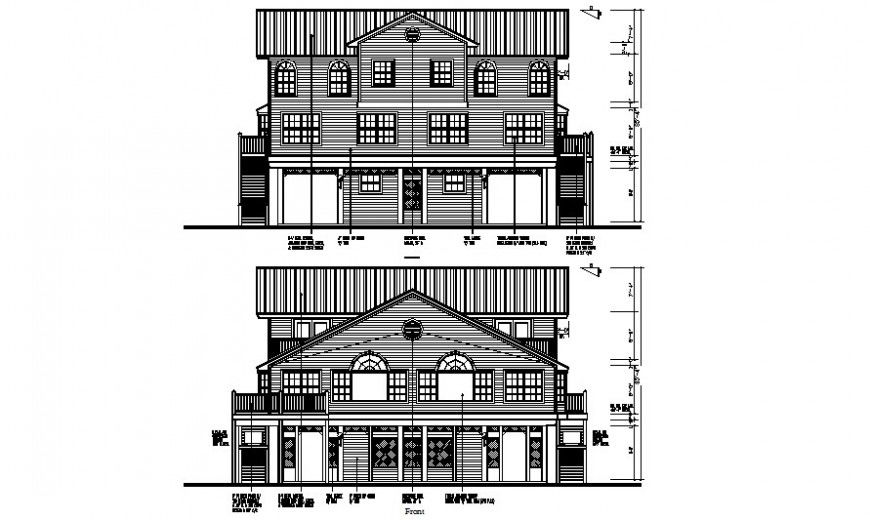 Drawing of apartments elevation 2d view autocad file