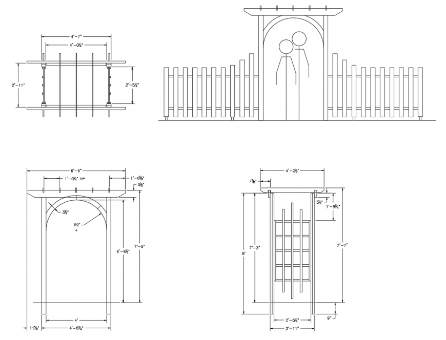 drawing of arches 2d details AutoCAD file
