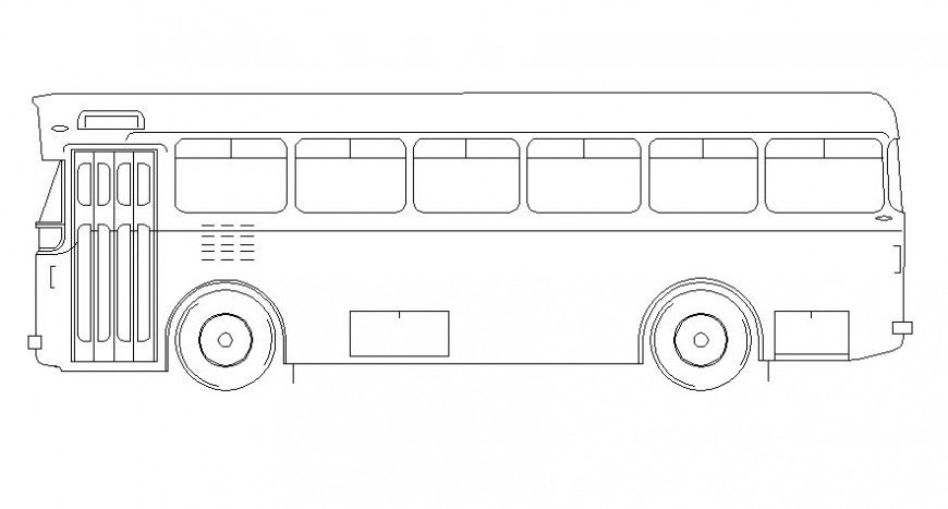 Drawing of bus 2d view transportation units autocad drawing
