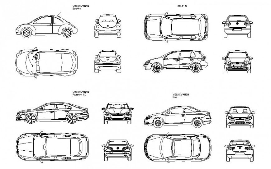 Drawing of car 2d block AutoCAD file