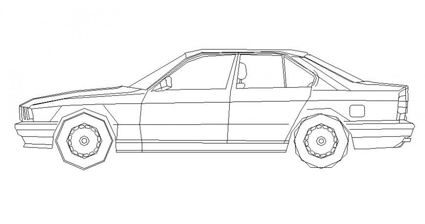 Drawing of car 2d view elevation transportation units dwg autocad file