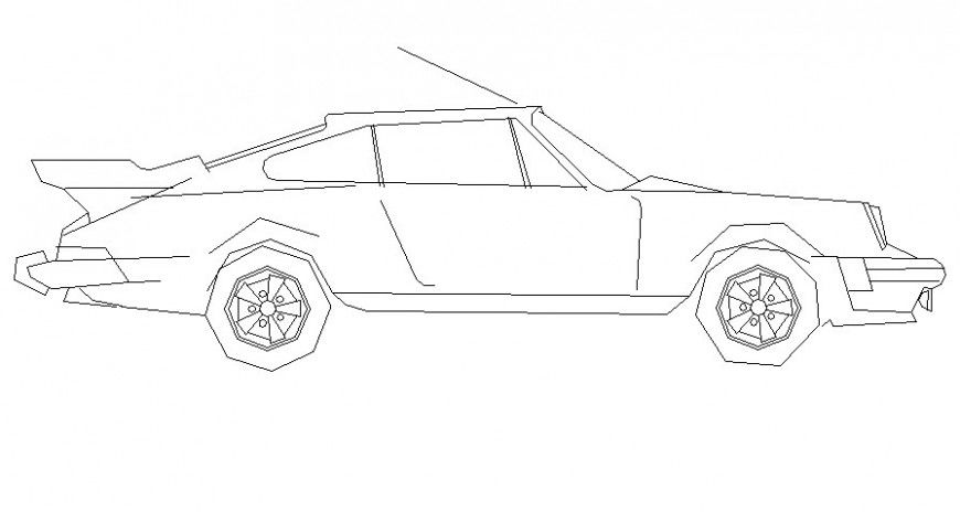 Drawing of car 2d view elevation transportation units dwg file