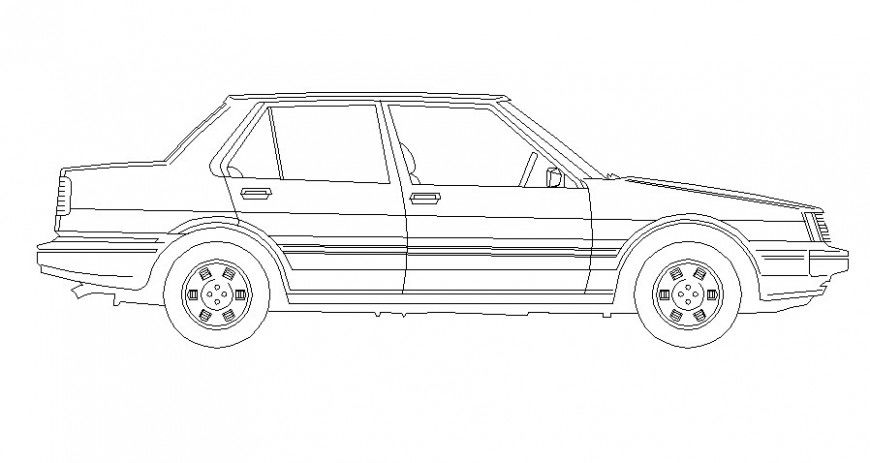 Drawing of car 2d view transportation units AutoCAD file