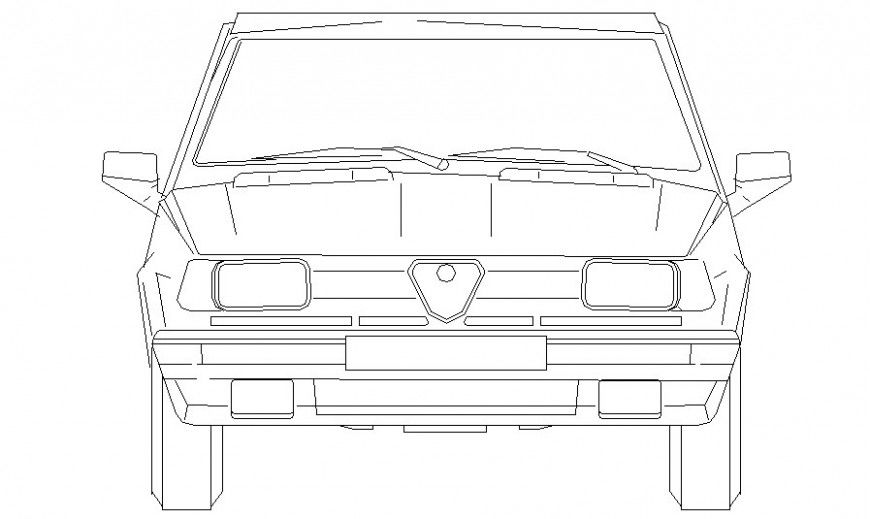 Drawing of car details 2d view elevation in autocad software
