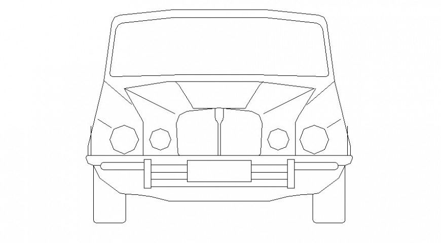 Drawing of car elevation 2d view autocad file