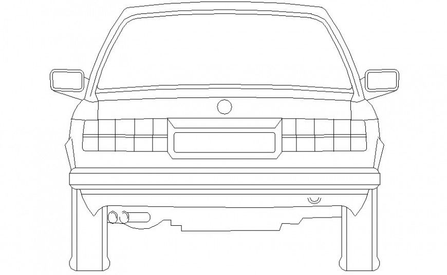 Drawing of car vehicle blocks 2d view elevation in autocad