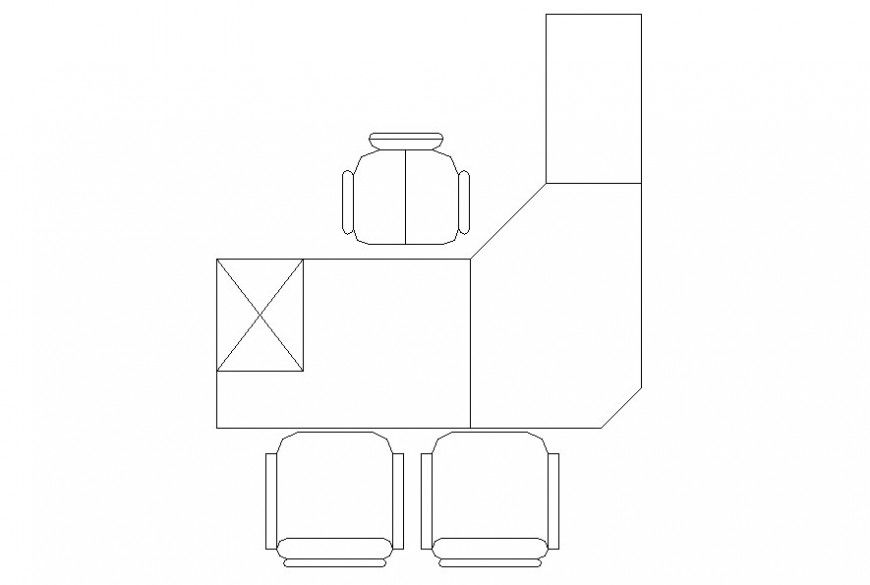 Drawing of chamfered edge office table block AutoCAD file