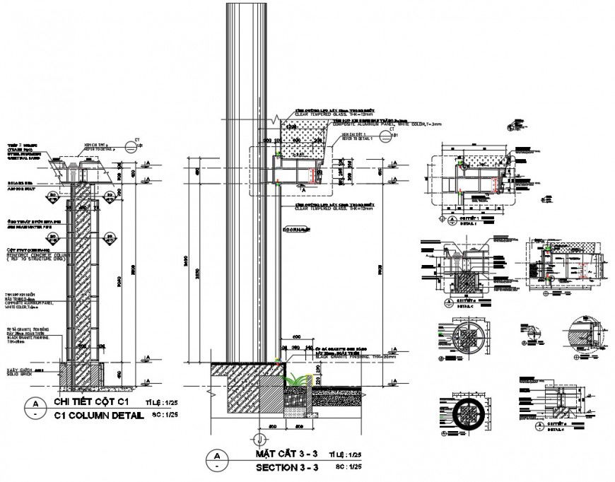 Drawing of column design in autocad file