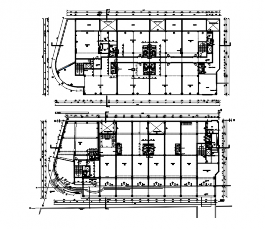 Drawing of commercial building 2d details AutoCAD file.